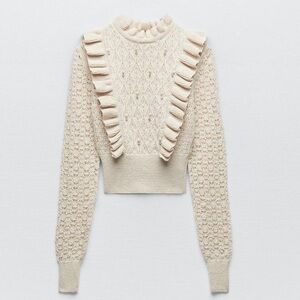 Elegant Cream Ruffled Sweater